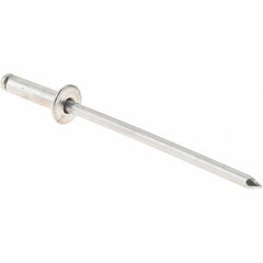 Value Collection - Size 34 Dome Head Aluminum Open End Blind Rivet - Aluminum Mandrel, 0.126" to 1/4" Grip, 0.188" Head Diam, 0.097" to 0.1" Hole Diam, 3/8" Length Under Head, 3/32" Body Diam - A1 Tooling