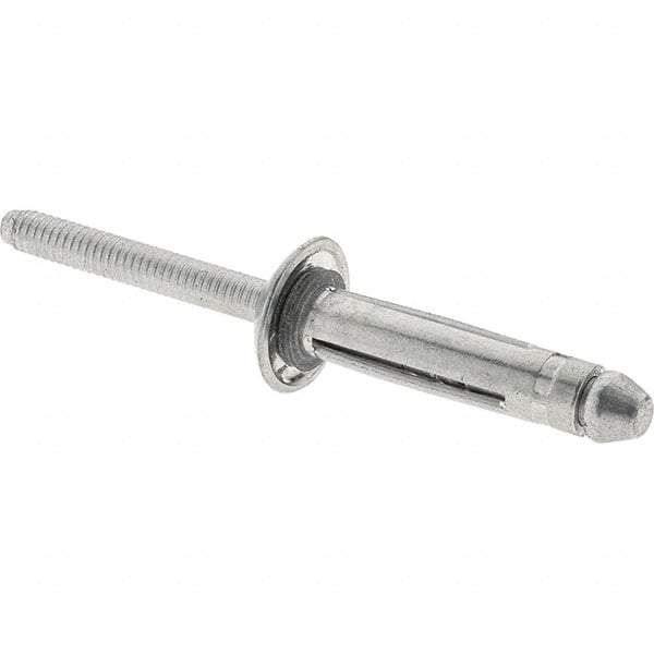 RivetKing - Aluminum Open End Blind Rivet - Aluminum Mandrel, 1/8" to 3/8" Grip, 1/4" Head Diam, 1-1/64" Length Under Head, 1/4" Body Diam - A1 Tooling