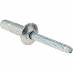 Value Collection - Truss Head Steel Structural Blind Rivet - Steel Mandrel, 0.08" to 3/8" Grip, 0.592" Head Diam, 0.261" to 0.272" Hole Diam, 0.56" Length Under Head, 1/4" Body Diam - A1 Tooling