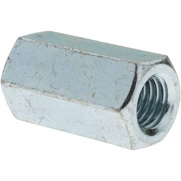 Value Collection - M12x1.75 Metric Coarse, 36mm OAL Steel Standard Coupling Nut - Zinc-Plated Finish, 19mm Width Across Flats, 21.1mm Width Across Points - A1 Tooling