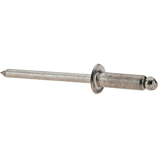 Value Collection - Size 56 Dome Head Stainless Steel Open End Blind Rivet - Stainless Steel Mandrel, 0.251" to 3/8" Grip, 0.312" Head Diam, 0.16" to 0.164" Hole Diam, 0.55" Length Under Head, 5/32" Body Diam - A1 Tooling