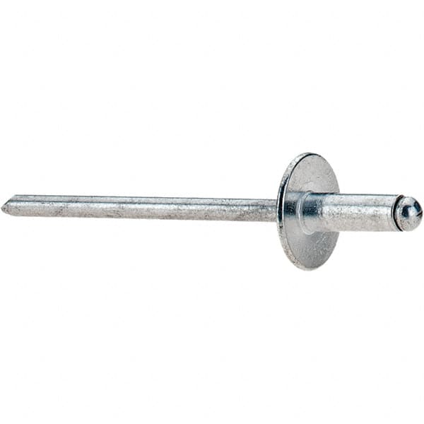 Value Collection - Size 43 Large Flange Dome Head Aluminum Open End Blind Rivet - Aluminum Mandrel, 0.126" to 0.187" Grip, 3/8" Head Diam, 0.129" to 0.133" Hole Diam, 0.337" Length Under Head, 1/8" Body Diam - A1 Tooling