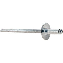 Value Collection - Size 43 Large Flange Dome Head Aluminum Open End Blind Rivet - Aluminum Mandrel, 0.126" to 0.187" Grip, 3/8" Head Diam, 0.129" to 0.133" Hole Diam, 0.337" Length Under Head, 1/8" Body Diam - A1 Tooling