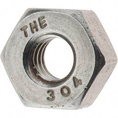 Value Collection - 1/4-20 UNC Stainless Steel Right Hand Heavy Hex Nut - 1/2" Across Flats, 15/64" High, Uncoated - A1 Tooling