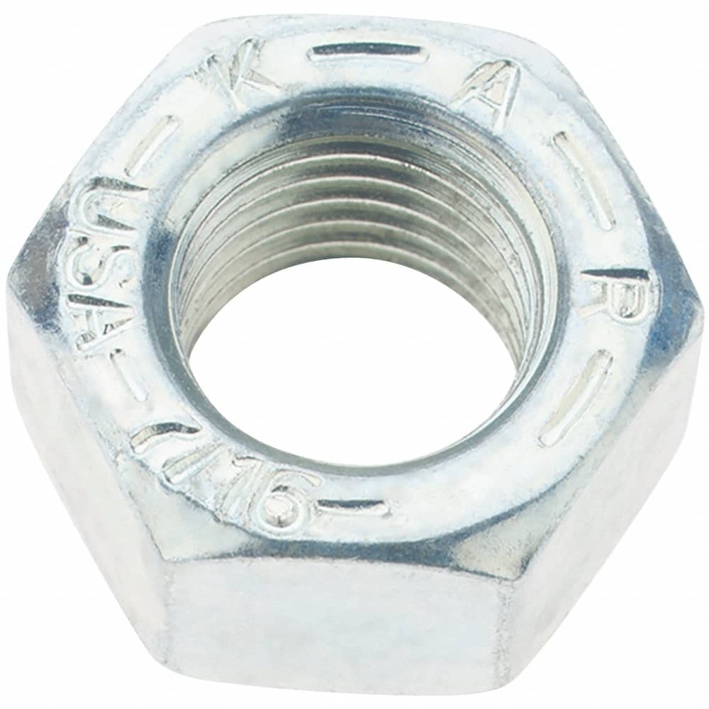 Value Collection - 7/16-20 UNF Steel Right Hand Hex Nut - 11/16" Across Flats, 3/8" High, Zinc Yellow Dichromate Finish - A1 Tooling