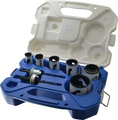 Lenox - 9 Piece, 7/8" to 2-1/8" Saw Diam, Contractor's Hole Saw Kit - Bi-Metal, Includes 7 Hole Saws - A1 Tooling