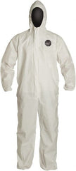 Disposable Coveralls: Size Small, Film Laminate, Zipper Closure White, Sewn Seam, Elastic Cuff, Elastic Ankle, ISO Non-Cleanroom Class