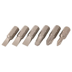 Slotted Insert Bit 4.5, 5.5, 6.5 and Phillips #1, 2, 3 × 25mm (6 Bit Pack) - A1 Tooling