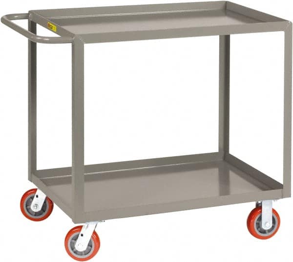 Little Giant - 2,000 Lb Capacity, 30" Wide x 66" Long x 36" High Shelf Cart - 2 Shelf, Steel, 2 Rigid/2 Swivel Casters - A1 Tooling