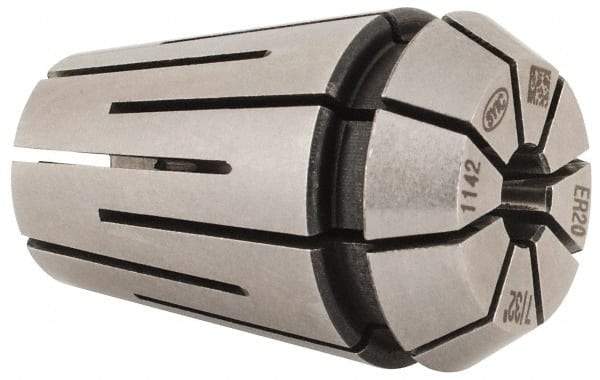 Parlec - 7/32" ER20 Coolant Collet - 1.24" OAL, 0.827" Overall Diam - Exact Industrial Supply