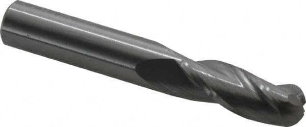 OSG - 3/8" Diam, 1" LOC, 3 Flute Solid Carbide Ball End Mill - Uncoated, Single End, 2-1/2" OAL, 3/8" Shank Diam, Spiral Flute - A1 Tooling