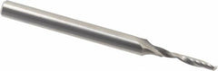 Accupro - 3mm Cutting Diam x 18mm Length of Cut, 1 Flute, Upcut Spiral Router Bit - Uncoated, Right Hand Cut, Solid Carbide, 75mm OAL x 6mm Shank Diam, Single Edge, 21° Helix Angle - A1 Tooling