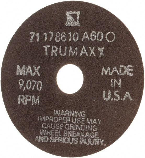 Tru-Maxx - 4" 60 Grit Aluminum Oxide Cutoff Wheel - 1/32" Thick, 3/4" Arbor, 9,070 Max RPM, Use with Stationary Tools - A1 Tooling