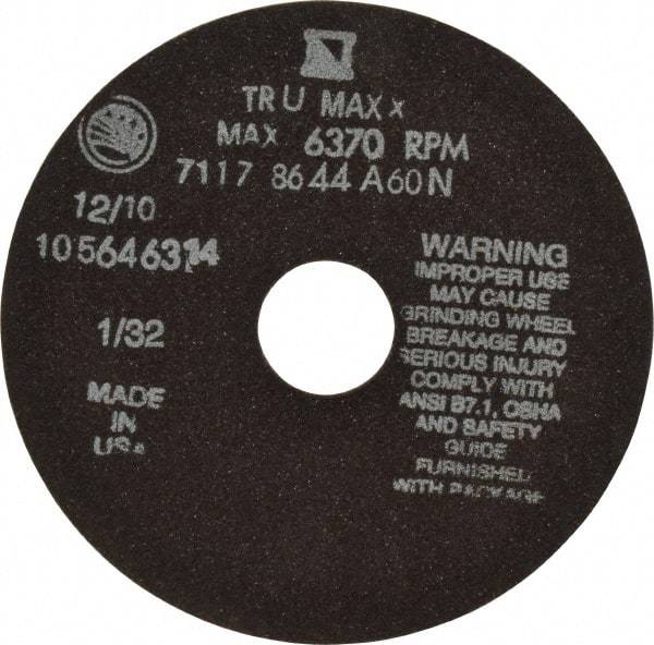 Tru-Maxx - 6" 60 Grit Aluminum Oxide Cutoff Wheel - 1/32" Thick, 1-1/4" Arbor, 6,048 Max RPM, Use with Stationary Tools - A1 Tooling