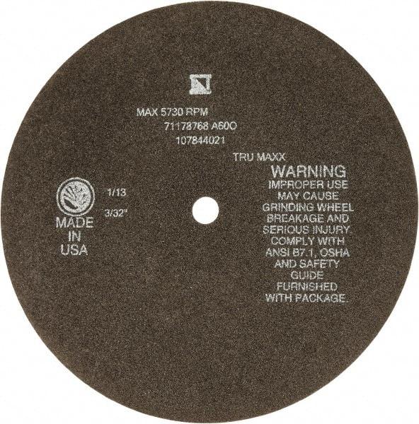 Tru-Maxx - 8" 46 Grit Aluminum Oxide Cutoff Wheel - 3/32" Thick, 1/2" Arbor, 4,536 Max RPM, Use with Stationary Tools - A1 Tooling