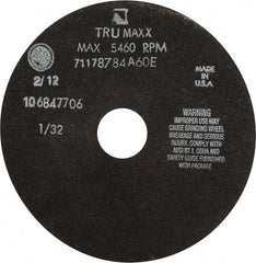 Tru-Maxx - 7" 60 Grit Aluminum Oxide Cutoff Wheel - 1/32" Thick, 1-1/4" Arbor, 5,184 Max RPM, Use with Stationary Tools - A1 Tooling