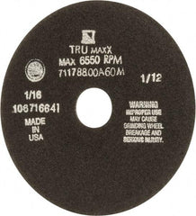 Tru-Maxx - 7" 60 Grit Aluminum Oxide Cutoff Wheel - 1/16" Thick, 1-1/4" Arbor, 5,184 Max RPM, Use with Stationary Tools - A1 Tooling