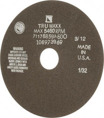 Tru-Maxx - 7" 60 Grit Aluminum Oxide Cutoff Wheel - 1/32" Thick, 1-1/4" Arbor, 5,184 Max RPM, Use with Stationary Tools - A1 Tooling