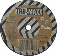 Tru-Maxx - 3" 46 Grit Aluminum Oxide Cutoff Wheel - 1/8" Thick, 1/4" Arbor, 25,465 Max RPM, Use with Die Grinders - A1 Tooling