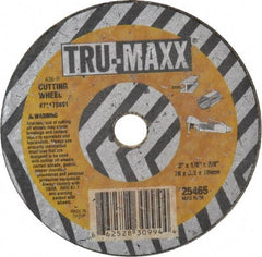 Tru-Maxx - 3" 36 Grit Aluminum Oxide Cutoff Wheel - 1/8" Thick, 3/8" Arbor, 25,465 Max RPM, Use with Die Grinders - A1 Tooling