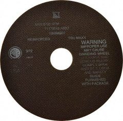 Tru-Maxx - 7" 60 Grit Aluminum Oxide Cutoff Wheel - 0.06" Thick, 1-1/4" Arbor, 8,731 Max RPM, Use with Stationary Tools - A1 Tooling