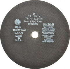 Tru-Maxx - 9" 36 Grit Aluminum Oxide Cutoff Wheel - 1/8" Thick, 7/8" Arbor, 6,791 Max RPM, Use with Angle Grinders - A1 Tooling