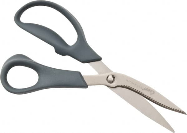 Clauss - 3-1/4" LOC, 8" OAL Titanium Standard Shears - Right Hand, Serrated, Glass Filled Nylon Offset Handle, For General Purpose Use - A1 Tooling