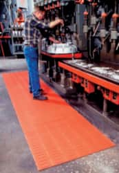 Anti-Fatigue Mat: 720″ Length, 36″ Wide, 3/8″ Thick, Nitrile Rubber, Beveled Edge, Heavy-Duty Raised Knob Surface, Black, Dry & Wet