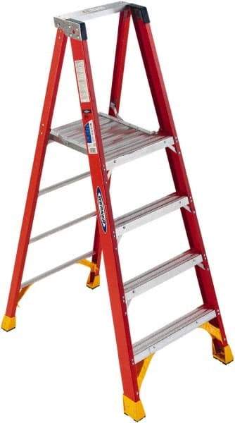 Werner - 96" 5 Step Ladder - 300 Lb Capacity, 72" Platform Height, 30-1/2" Base Width x 54-3/4" Depth - A1 Tooling