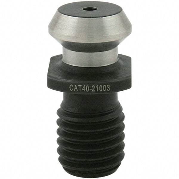 Techniks - CAT40 Taper, 5/8-11 Thread, 45° Angle Radius, Standard Retention Knob - 1-1/2" OAL, 0.74" Knob Diam, Through Coolant - Exact Industrial Supply