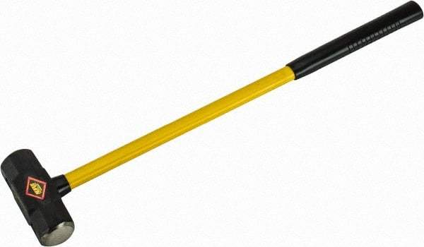 NUPLA - 8 Lb Head, 32" Long Sledge Hammer - Steel Head, 6-3/8" Long Head, Fiberglass Handle - A1 Tooling