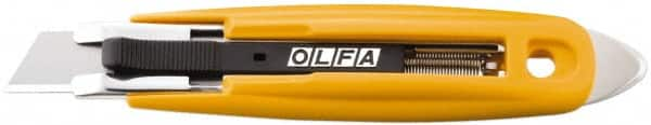 Olfa - Retractable Utility Knife - 2.84" High Carbon Tool Steel Blade, Yellow ABS Plastic/Stainless Steel Handle, 1 Blade Included - A1 Tooling