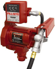 Tuthill - 20 GPM, 3/4" Hose Diam, AC Tank Pump with Manual Nozzle & 807C Meter - 1-1/4" Inlet, 3/4" Outlet, 115 Volts, 12' Hose Length, 1/3 hp - A1 Tooling