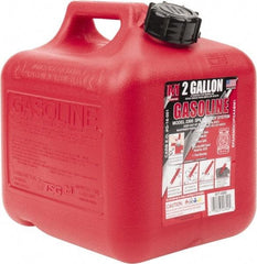 Made in USA - 2 Gal High Density Polyethylene Spill-Proof CARB Gas Can - 9-3/4" High x 9-1/4" Diam, Red - A1 Tooling