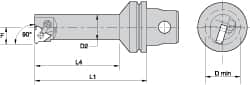 Kennametal - Insert Style LT 16NL, 90mm Head Length, Left Hand Cut, Internal Modular Threading Cutting Unit Head - System Size KM32, 17mm Center to Cutting Edge, Series LT Threading - A1 Tooling