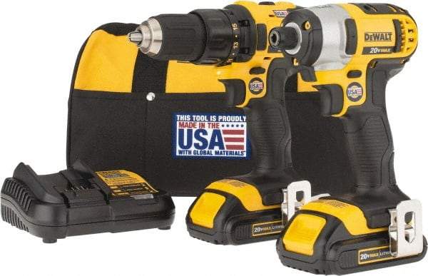 DeWALT - 9 Piece 20 Volt Cordless Tool Combination Kit - Includes 1/2" Drill/Driver & 1/4" Impact Driver, Lithium-Ion Battery Included - A1 Tooling