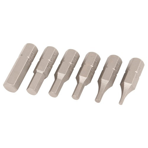 Hex Inch Insert Bit 6 Piece Set 1/16, 3/32, 1/8, 5/32, 3/16, 1/4 × 25mm - A1 Tooling