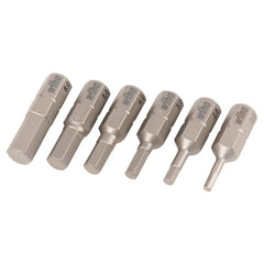 Hex Metric Insert Bit 6 Piece Set 2.0, 2.5, 3.0, 4.0, 5.0, 6.0mm × 25mm - A1 Tooling