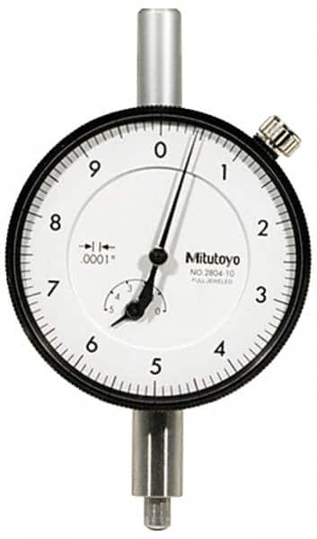 Mitutoyo - 1mm Range, 0-10-0 Dial Reading, 0.001mm Graduation Dial Drop Indicator - 57mm Dial, 0.2mm Range per Revolution, 0.004mm Accuracy, Revolution Counter - A1 Tooling