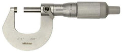 Mitutoyo - 0 to 25mm Range, 0.001mm Graduation, Mechanical Outside Micrometer - Ratchet Stop Thimble, Accurate to 0.0001" - A1 Tooling