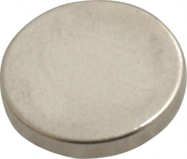 Mag-Mate - 3/8" Diam x 0.06" High Neodymium Rare Earth Magnet - 1 Lb Max Capacity, 200°F Max, Nickel Plated - A1 Tooling