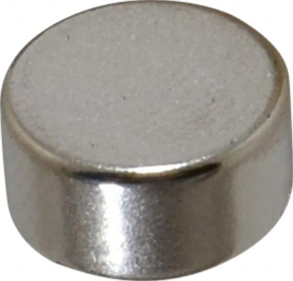 Mag-Mate - 3/8" Diam x 3/16" High Neodymium Rare Earth Magnet - 4.5 Lb Max Capacity, 200°F Max, Nickel Plated - A1 Tooling