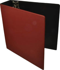 UNIVERSAL - 3" Sheet Capacity, 8-1/2 x 11", Round Ring Binder With Label Holder - Suede Finish Vinyl Cover, Red - A1 Tooling