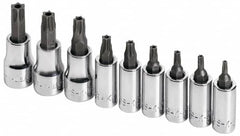 SK - 9 Piece 1/4 & 3/8" Drive Torx Bit Socket Set - T10 to T50 Torx - A1 Tooling