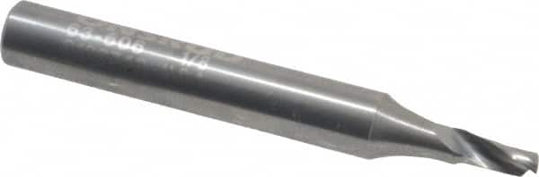 Onsrud - 1/8" Cutting Diam x 1/4" Length of Cut, 1 Flute, Upcut Spiral Router Bit - Uncoated, Right Hand Cut, Solid Carbide, 2" OAL x 1/4" Shank Diam, Single Edge, 22° Helix Angle - A1 Tooling