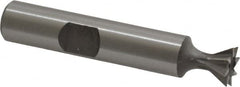 Made in USA - 3/8" Diam x 3/16" Width of Cut, 60° Included Angle, High Speed Steel Dovetail Cutter - 3/8" Shank Diam, 2-1/8" Overall Length, Weldon Flat, Uncoated - A1 Tooling