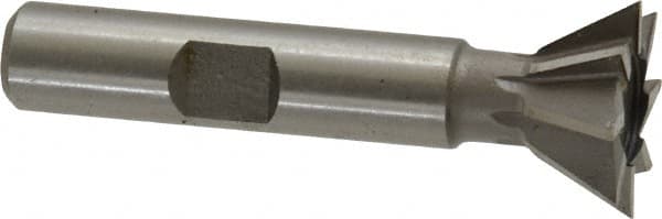 Made in USA - 3/4" Diam x 5/16" Width of Cut, 60° Included Angle, High Speed Steel Dovetail Cutter - 3/8" Shank Diam, 2-1/8" Overall Length, Weldon Flat, Uncoated - A1 Tooling