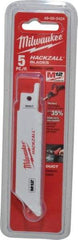 Milwaukee Tool - 4" Long x 3/4" Thick, Bi-Metal Reciprocating Saw Blade - Straight Profile, 24 TPI, Toothed Edge, Universal Shank - A1 Tooling