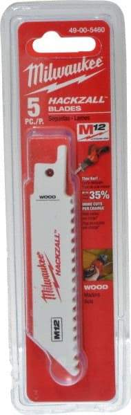 Milwaukee Tool - 4" Long x 3/4" Thick, Bi-Metal Reciprocating Saw Blade - Straight Profile, 6 TPI, Toothed Edge, Universal Shank - A1 Tooling