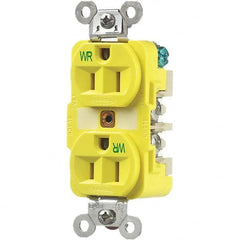 Hubbell Wiring Device-Kellems - 125V 15A NEMA 5-15R Industrial Grade Yellow Straight Blade Duplex Receptacle - A1 Tooling